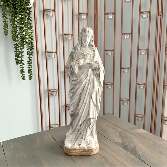 Eclectic Revival Other - Distressed Hand Painted Vtg Jesus Christ Figurine